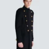 Manteau en laine et cachemire avec plastron amovible