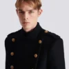 Manteau en laine et cachemire avec plastron amovible