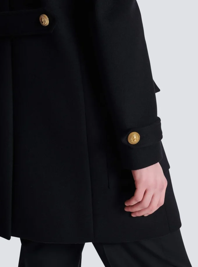 Manteau en laine et cachemire avec plastron amovible