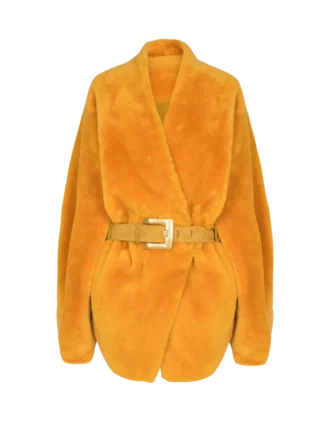 Manteau en peau lainée avec ceinture Manteau en peau lainée avec ceinture