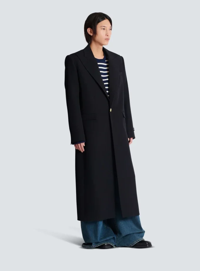 Manteau long en laine grain de poudre Manteau long en laine grain de poudre