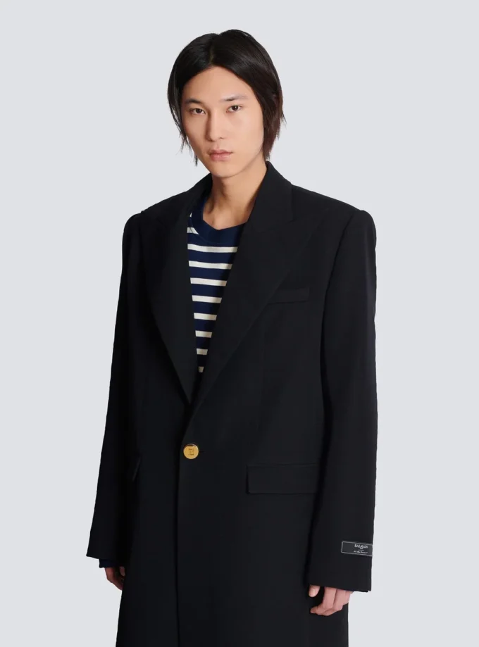 Manteau long en laine grain de poudre Manteau long en laine grain de poudre