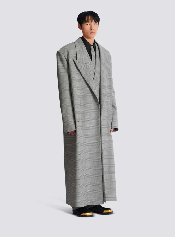Manteau oversize en laine Prince de Galles Manteau oversize en laine Prince de Galles