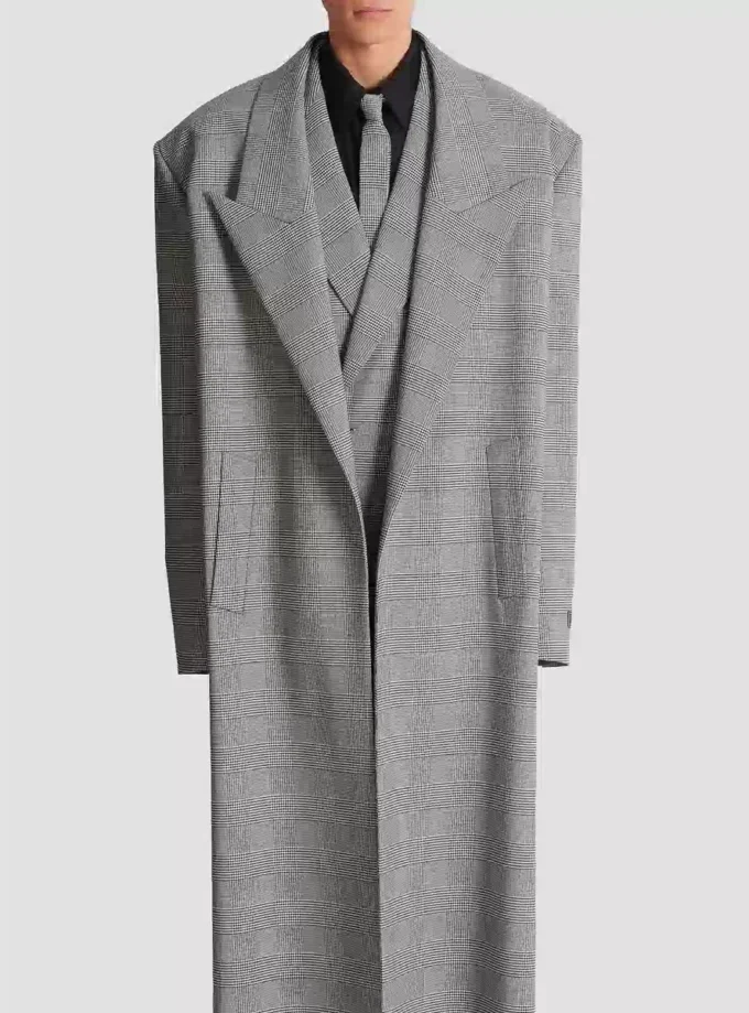 Manteau oversize en laine Prince de Galles Manteau oversize en laine Prince de Galles