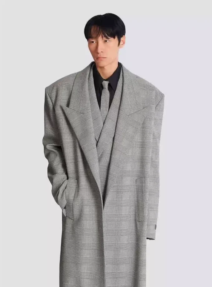 Manteau oversize en laine Prince de Galles Manteau oversize en laine Prince de Galles