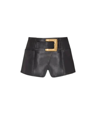 Mini-jupe en cuir avec ceinture Mini-jupe en cuir avec ceinture