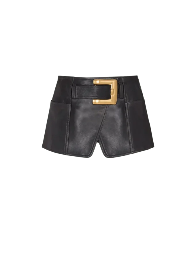 Mini-jupe en cuir avec ceinture