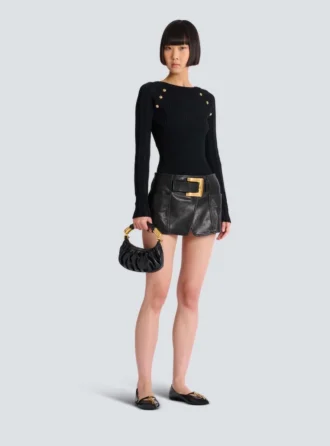 Mini-jupe en cuir avec ceinture Mini-jupe en cuir avec ceinture