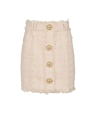 Mini-jupe en tweed boutonnée à taille haute Mini-jupe en tweed boutonnée à taille haute
