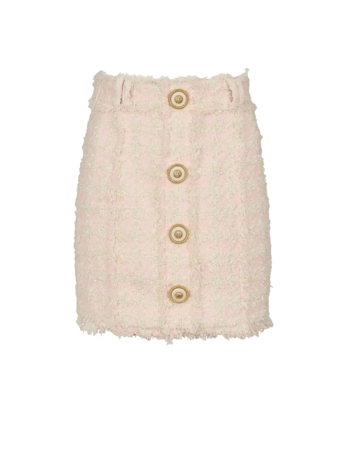 Mini-jupe en tweed boutonnée à taille haute Mini-jupe en tweed boutonnée à taille haute