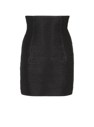 Mini-jupe taille haute en cuir d’agneau roulé Mini-jupe taille haute en cuir d’agneau roulé
