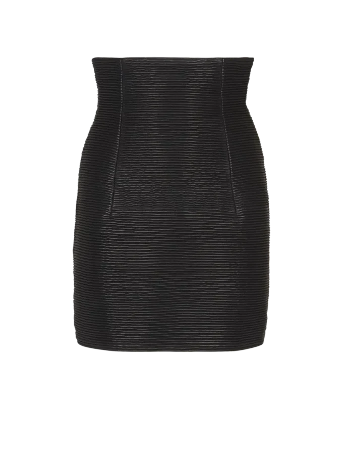 Mini-jupe taille haute en cuir d’agneau roulé Mini-jupe taille haute en cuir d’agneau roulé