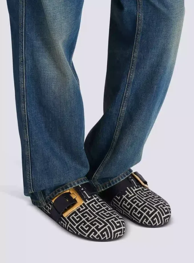 Mules Anthem en toile jacquard avec monogramme PB Mules Anthem en toile jacquard avec monogramme PB