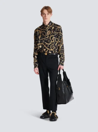 Pantalon droit en laine ajusté