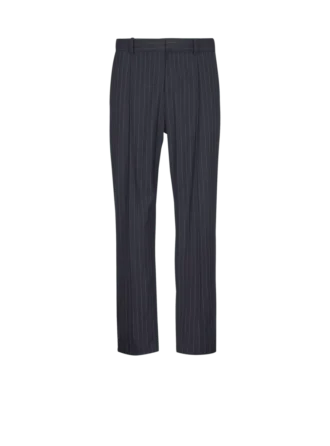 Pantalon droit en laine à fines rayures Pantalon droit en laine à fines rayures