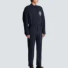 Pantalon droit en laine à fines rayures Pantalon droit en laine à fines rayures