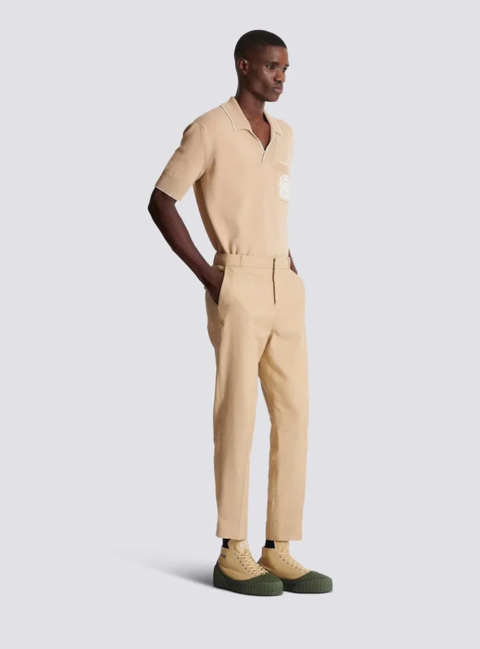 Pantalon droit en toile ajusté