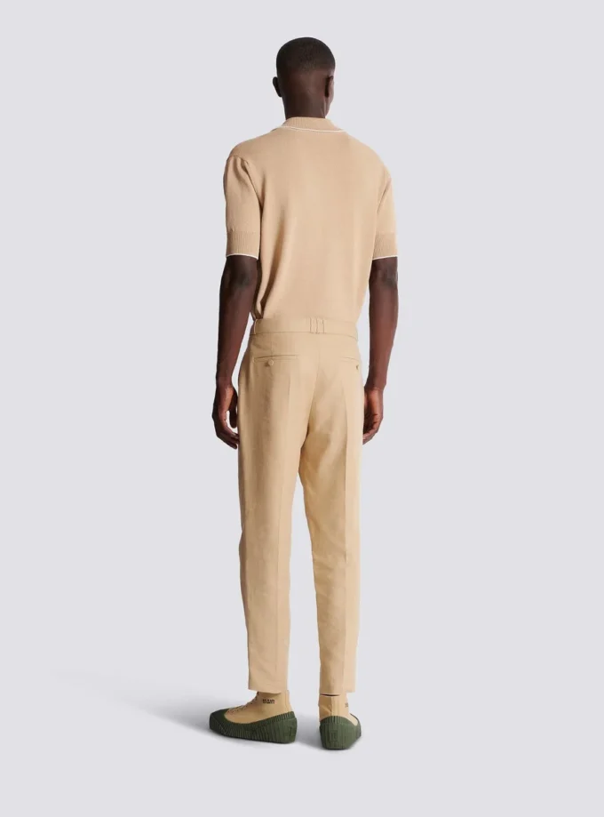 Pantalon droit en toile ajusté