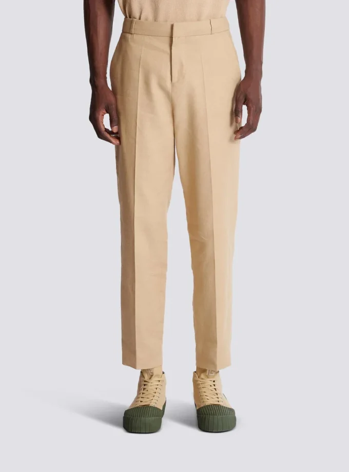 Pantalon droit en toile ajusté