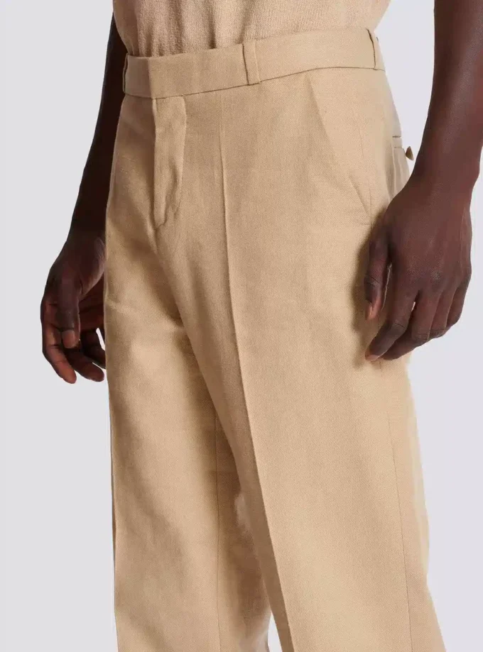 Pantalon droit en toile ajusté