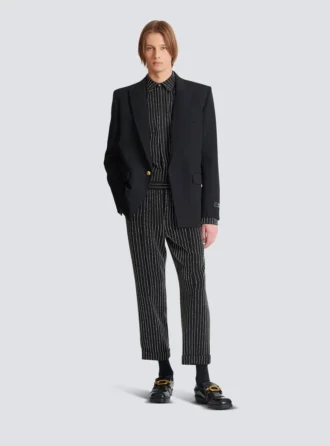 Pantalon droit à rayures en cristaux Pantalon droit à rayures en cristaux