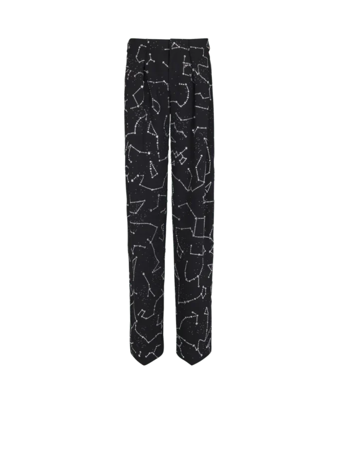 Pantalon en crêpe avec motif Constellation en strass