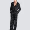Pantalon en crêpe avec motif Constellation en strass