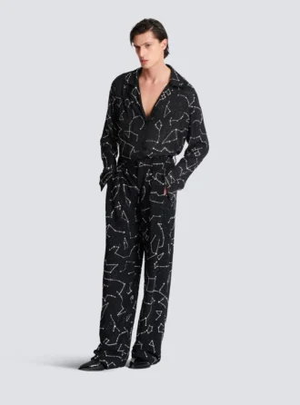 Pantalon en crêpe avec motif Constellation en strass Pantalon en crêpe avec motif Constellation en strass