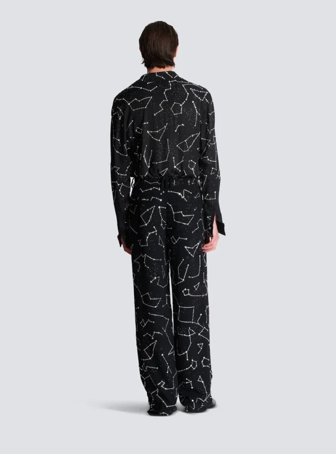 Pantalon en crêpe avec motif Constellation en strass