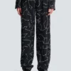 Pantalon en crêpe avec motif Constellation en strass