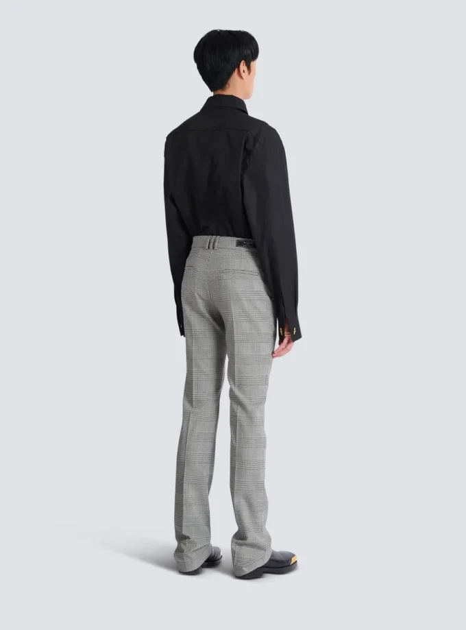 Pantalon à pinces en laine Prince de Galles