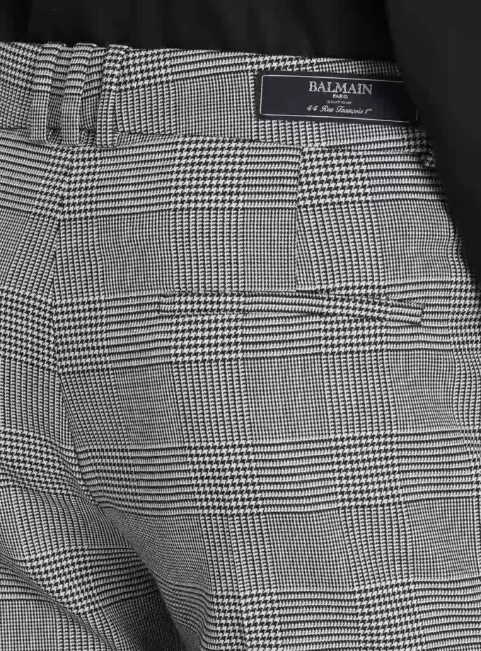 Pantalon à pinces en laine Prince de Galles