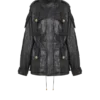 Parka en cuir d’agneau avec motif losange surpiqué Parka en cuir d’agneau avec motif losange surpiqué