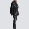 Parka en cuir d’agneau avec motif losange surpiqué Parka en cuir d’agneau avec motif losange surpiqué