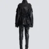 Parka en cuir d’agneau avec motif losange surpiqué Parka en cuir d’agneau avec motif losange surpiqué