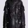 Parka en cuir d’agneau avec motif losange surpiqué Parka en cuir d’agneau avec motif losange surpiqué