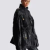 Parka en cuir d’agneau avec motif losange surpiqué Parka en cuir d’agneau avec motif losange surpiqué
