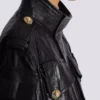 Parka en cuir d’agneau avec motif losange surpiqué Parka en cuir d’agneau avec motif losange surpiqué