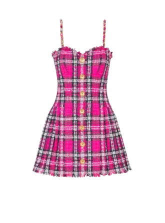 Robe à carreaux avec bretelles en chaîne Robe à carreaux avec bretelles en chaîne