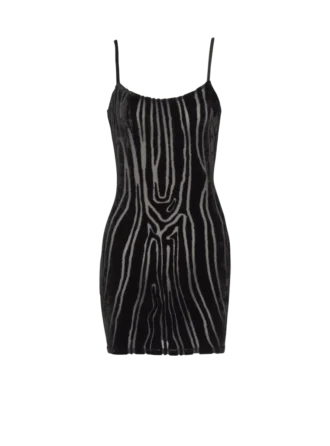 Robe courte à bretelles en velours imprimé zèbre