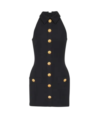 Robe courte en grain de poudre avec boutons Robe courte en grain de poudre avec boutons