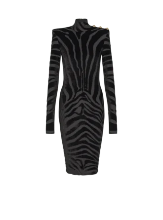 Robe courte en velours imprimé zèbre