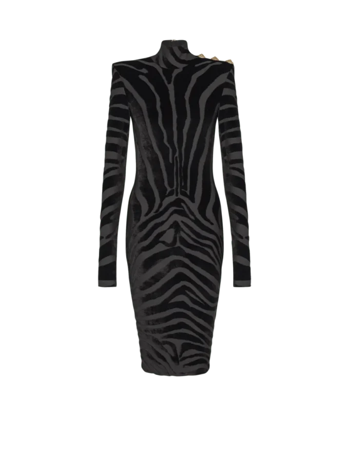 Robe courte en velours imprimé zèbre