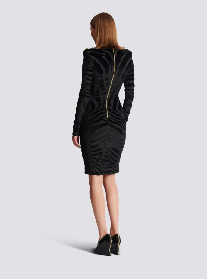 Robe courte en velours imprimé zèbre