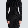 Robe courte en velours imprimé zèbre
