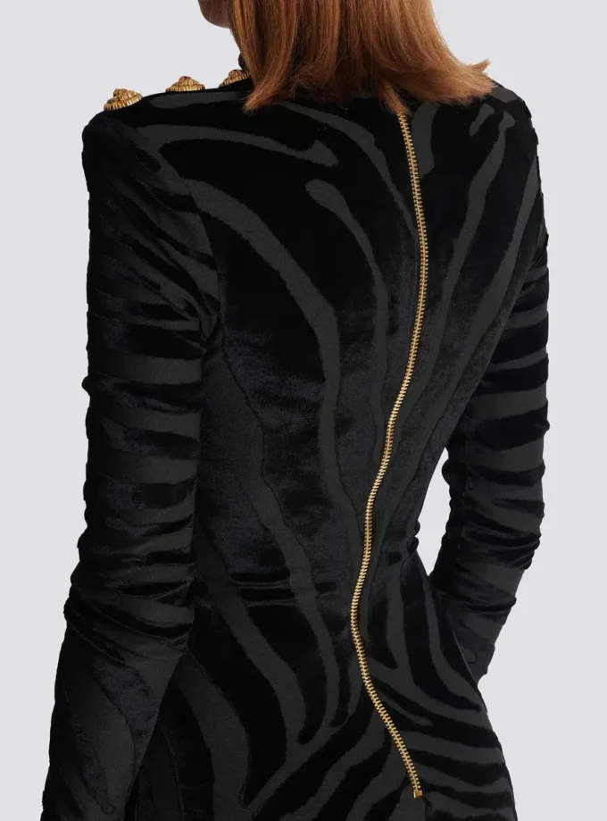 Robe courte en velours imprimé zèbre