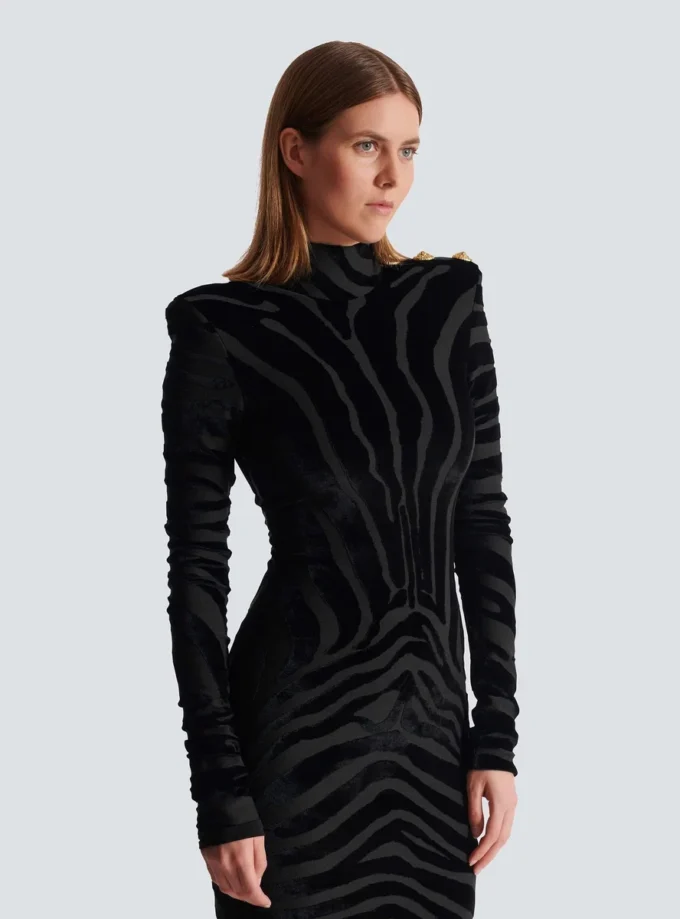 Robe courte en velours imprimé zèbre