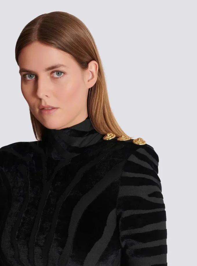 Robe courte en velours imprimé zèbre
