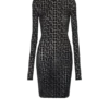 Robe courte en velours monogrammée