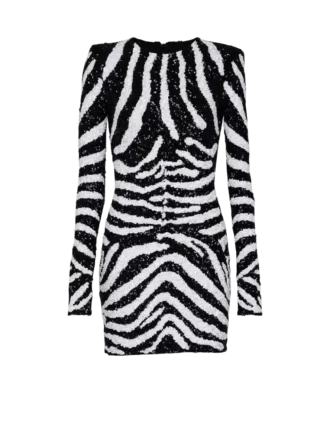 Robe courte à paillettes zébrées bicolore